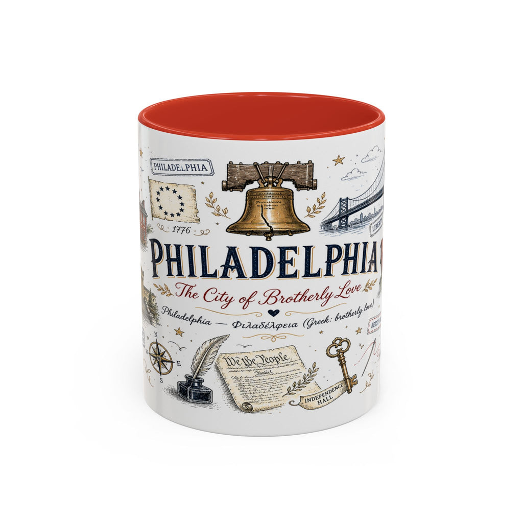 Philadelphia Coffee Mug | Pennsylvania Souvenir City Gift | Accent Color Ceramic 11oz 15oz