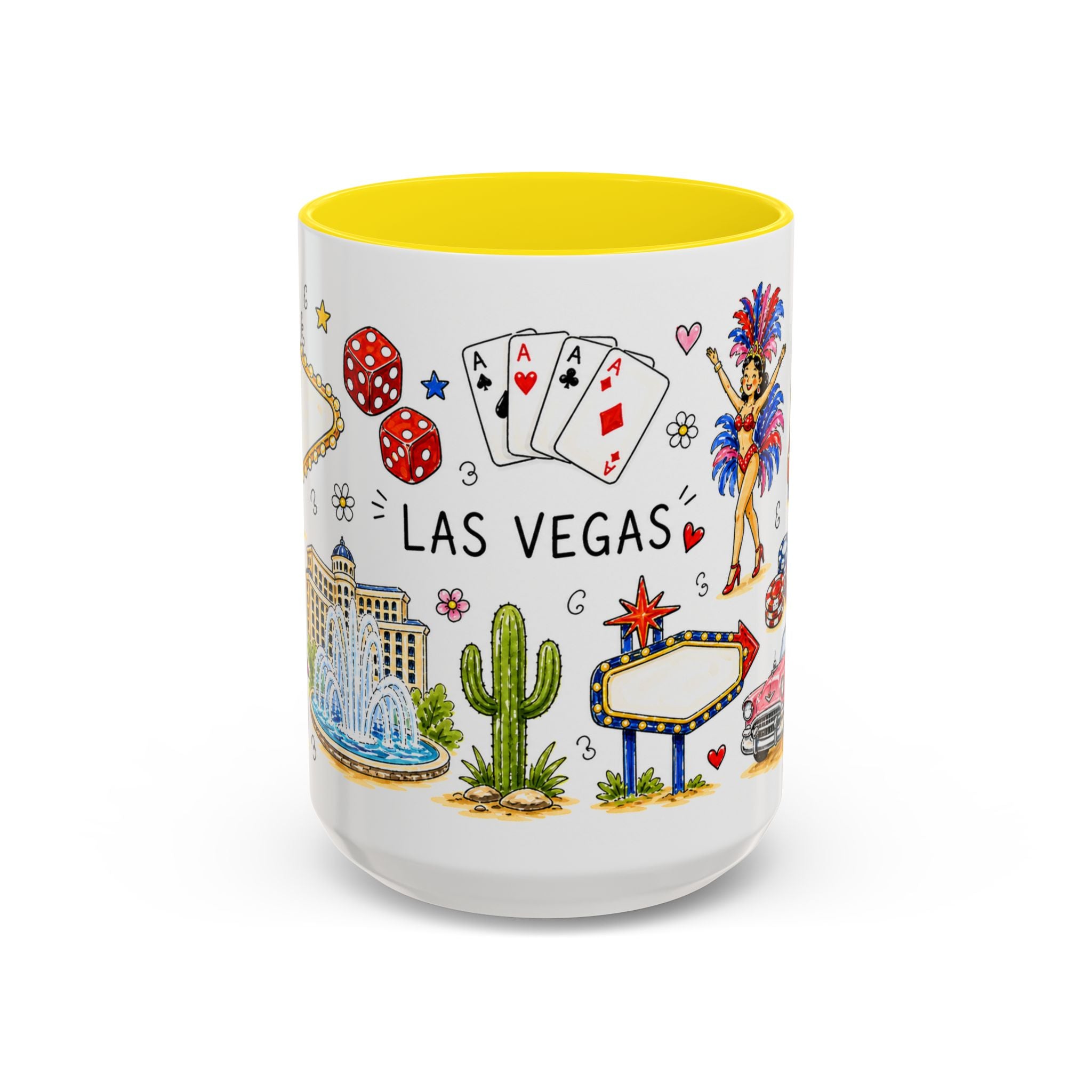 Las Vegas Illustrated Travel Mug | City Souvenir Accent Coffee Mug | 11oz 15oz Ceramic Cup