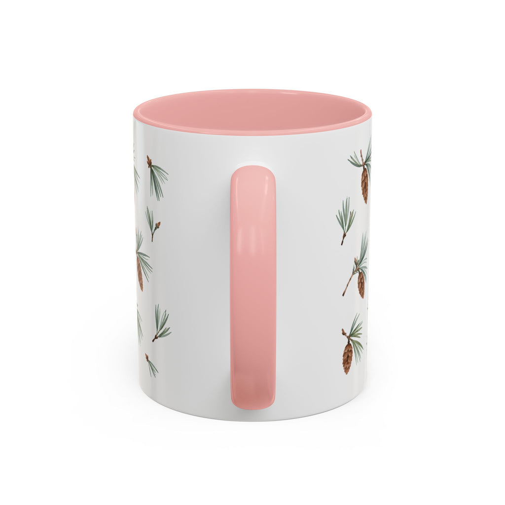 Maine White Pine Cone and Tassel Mug, State Flower Floral Coffee Cup, 11oz Botanical Gift
