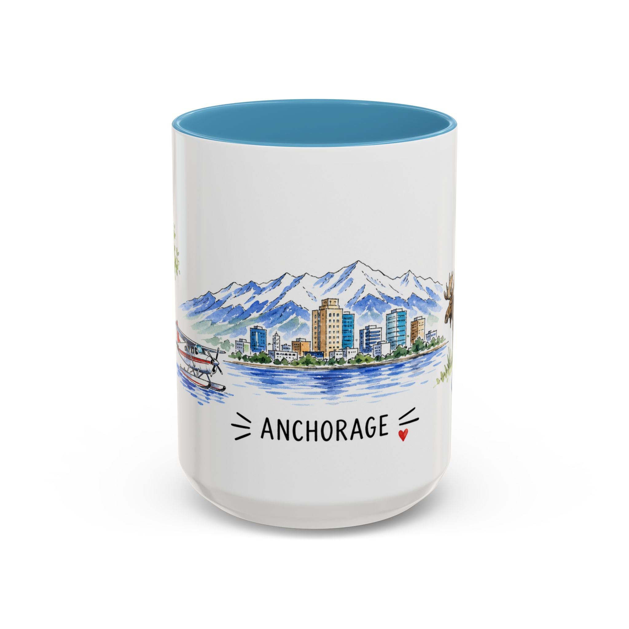 Anchorage Illustrated Travel Mug | City Souvenir Accent Coffee Mug | 11oz 15oz Ceramic Cup