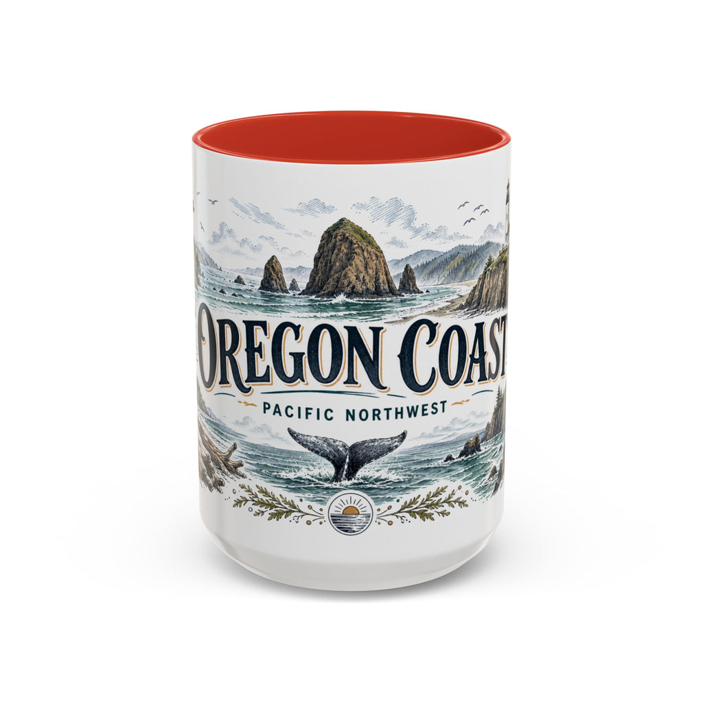 Oregon Coast Mug, Pacific Northwest Travel Souvenir, Bucket List Gift, Accent Ceramic Coffee Mug 11oz 15oz