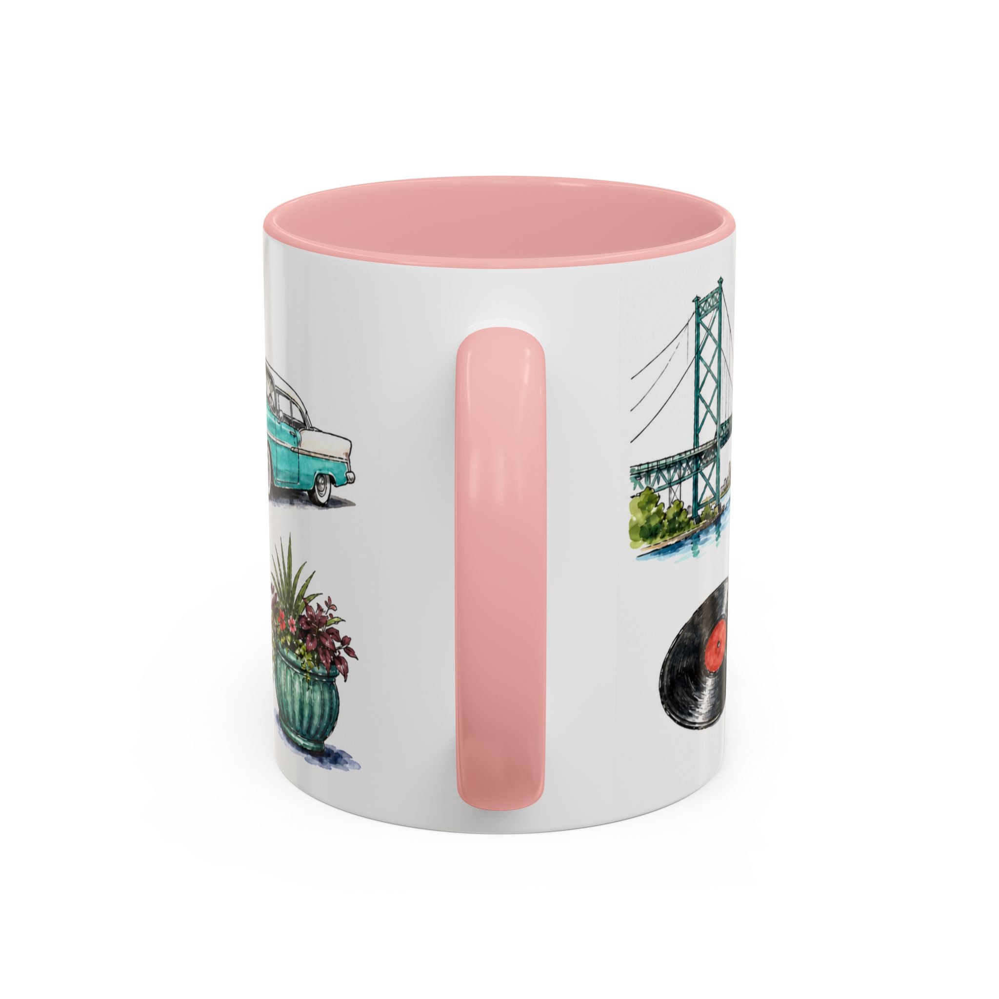 Detroit Illustrated Travel Mug | City Souvenir Accent Coffee Mug | 11oz 15oz Ceramic Cup