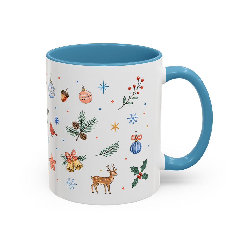 Woodland Christmas Mug | Deer Bird Watercolor Holiday Gift | Accent Cup 11oz 15oz