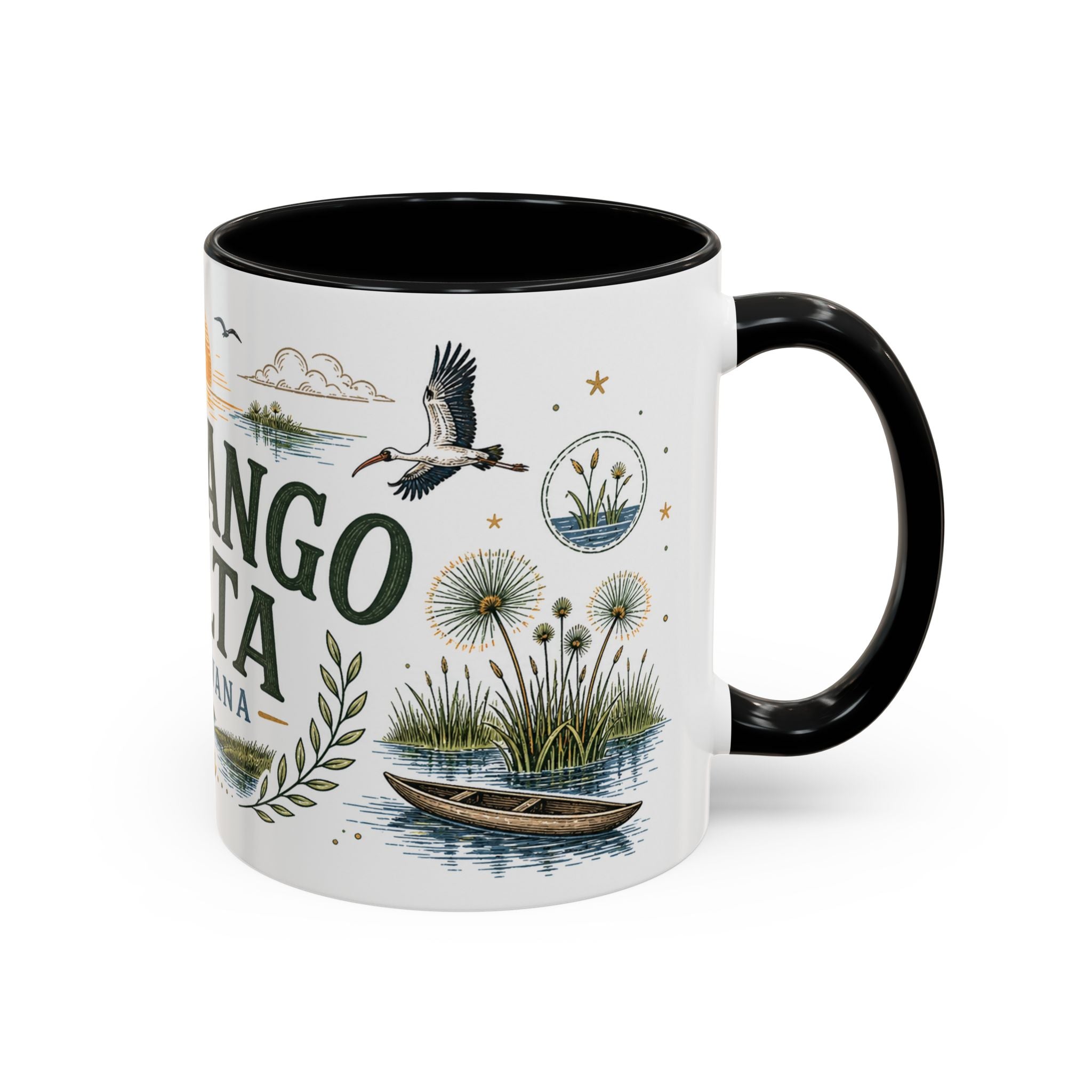 Okavango Delta Coffee Mug | Travel Destination Souvenir Gift | Accent Color Ceramic 11oz 15oz