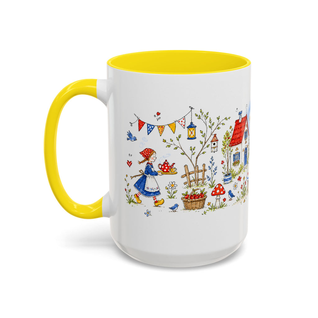 Storybook Cottage Breakfast Mug | Hand Painted Fairy Tale Accent Coffee Mug