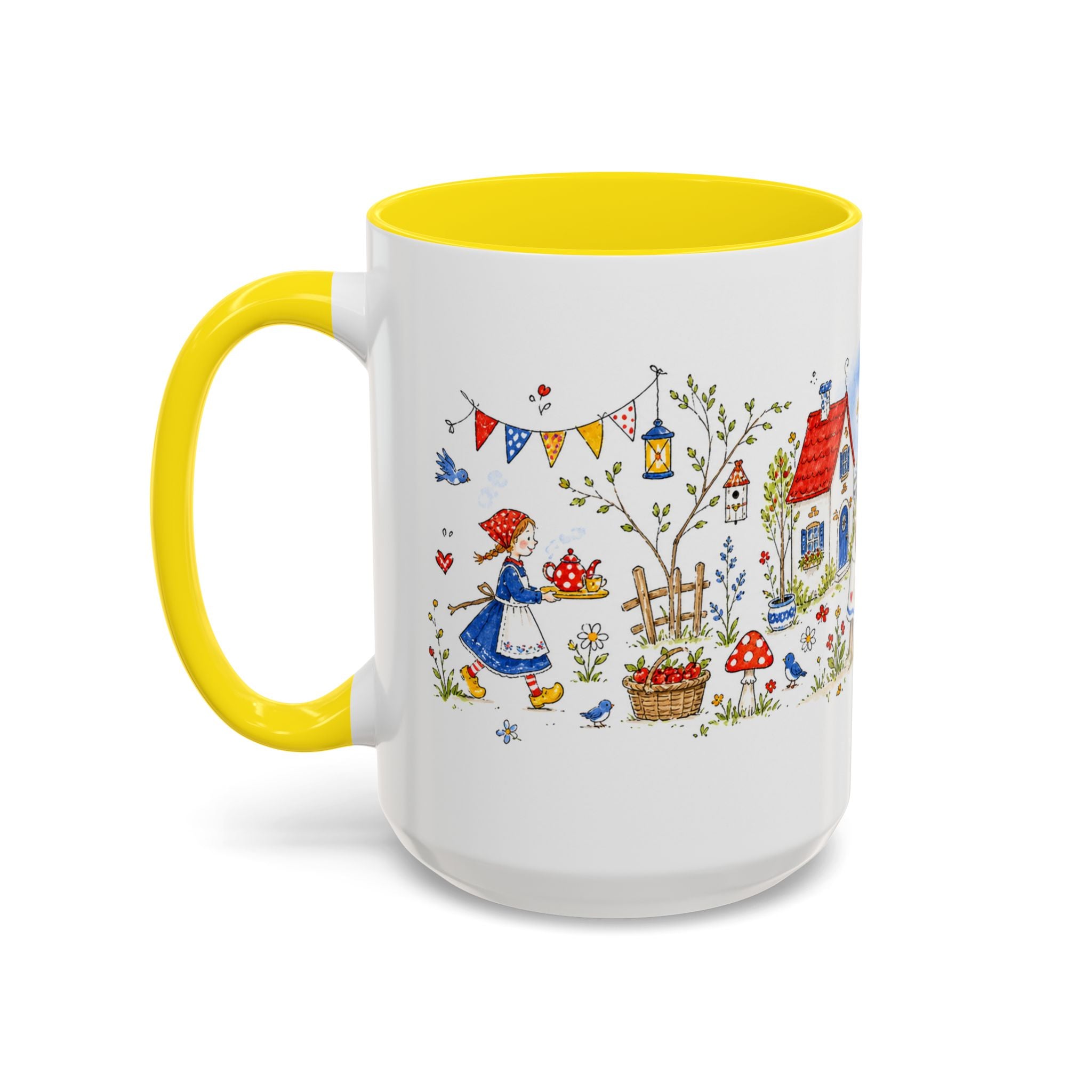 Storybook Cottage Breakfast Mug | Hand Painted Fairy Tale Accent Coffee Mug