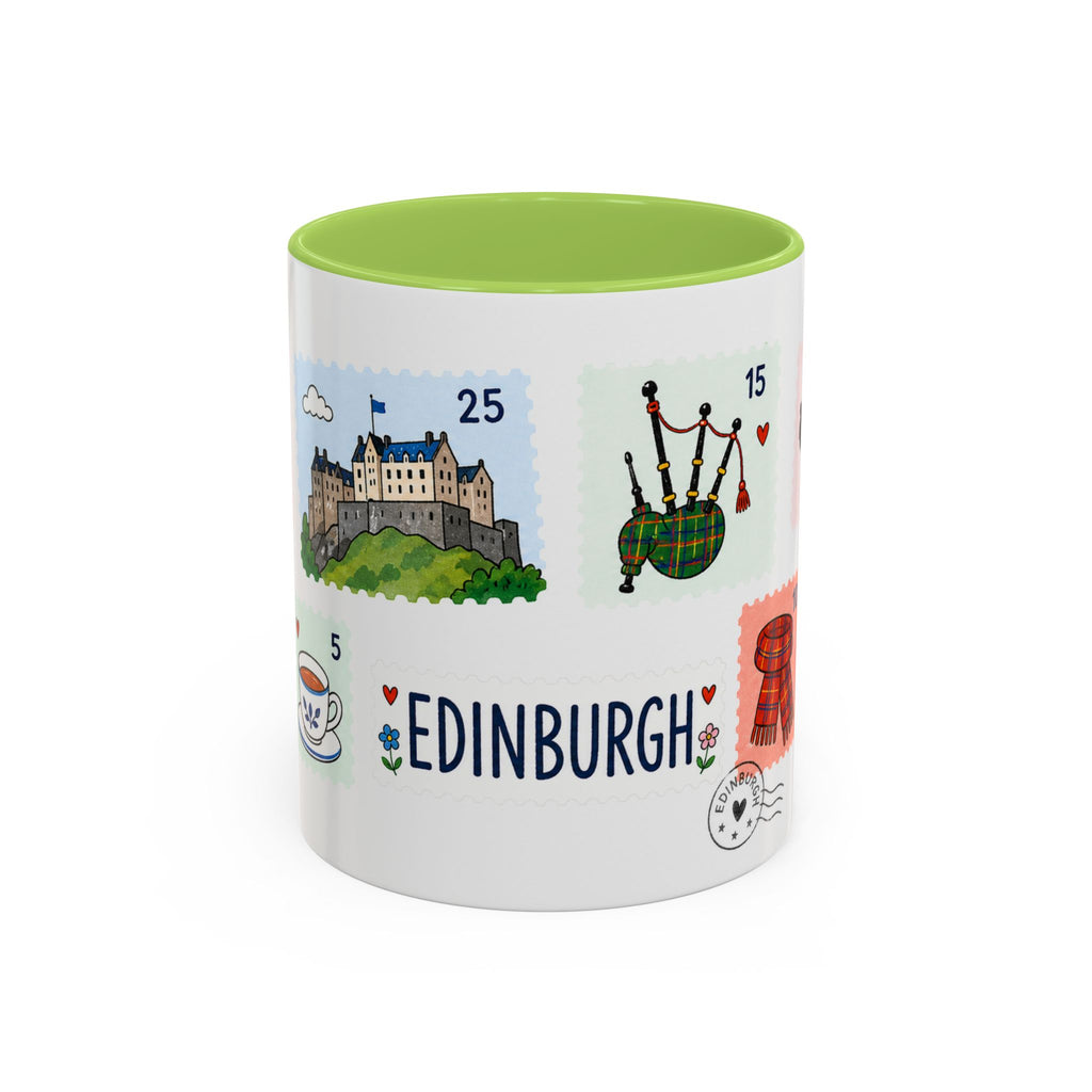 Edinburgh Coffee Mug | Postage Stamp Collage Mug | Travel Souvenir Accent Cup 11oz 15oz