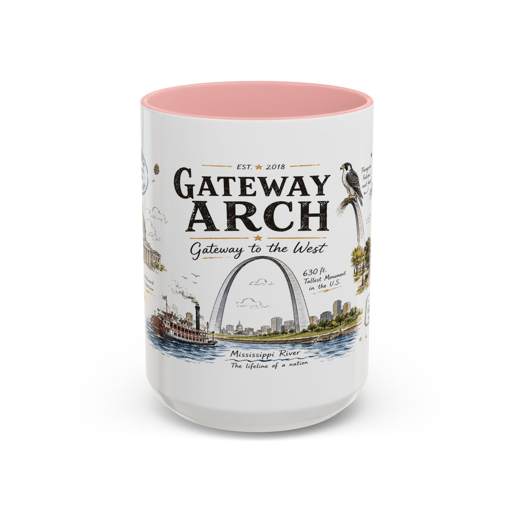 Gateway Arch National Park Coffee Mug | Missouri St. Louis Landmark Gift | Accent Color Ceramic 11oz 15oz