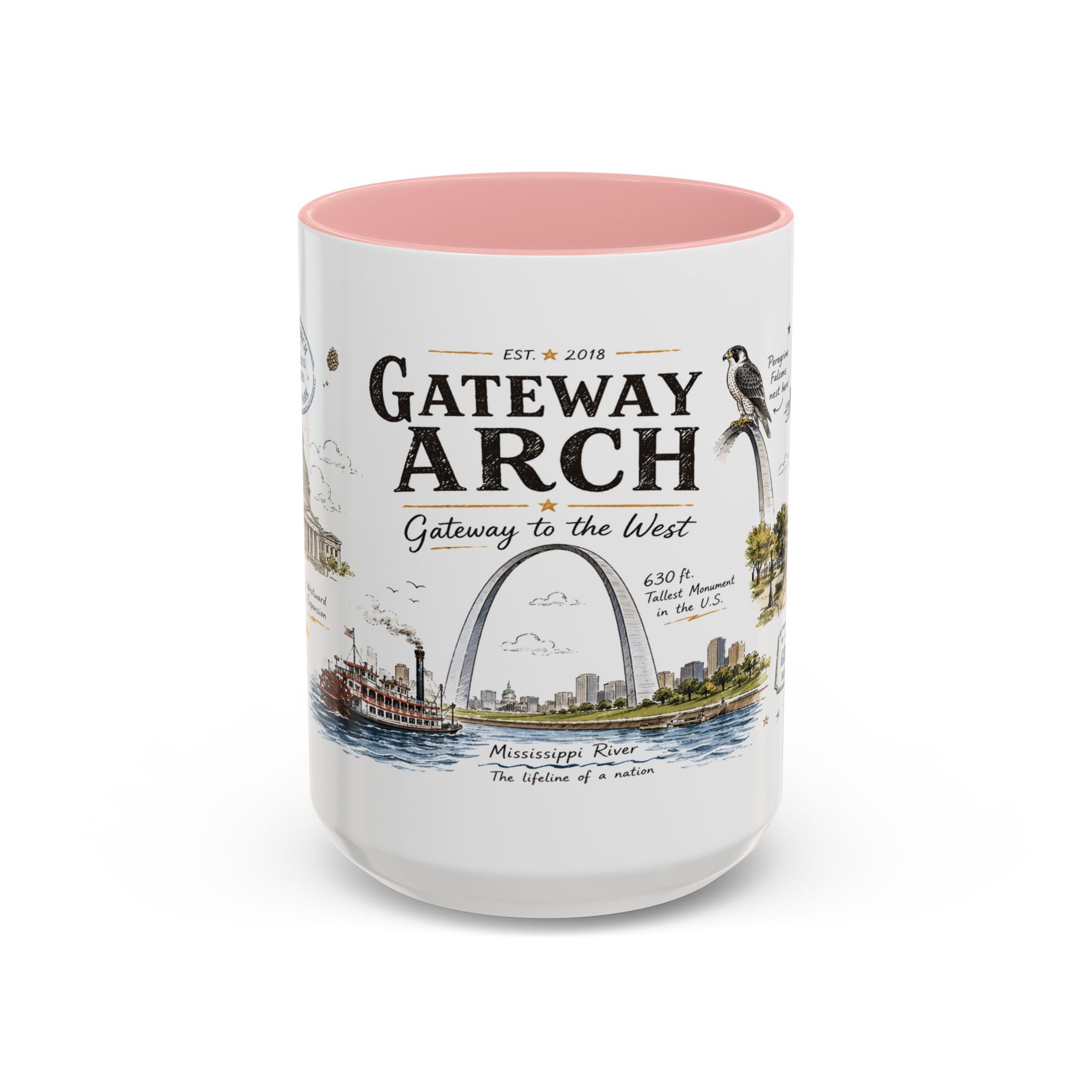 Gateway Arch National Park Coffee Mug | Missouri St. Louis Landmark Gift | Accent Color Ceramic 11oz 15oz