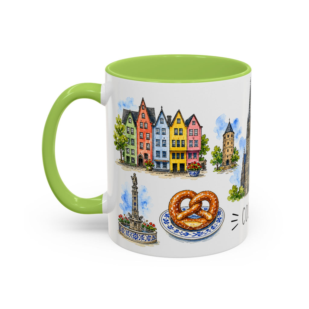 Cologne Illustrated Travel Mug | City Souvenir Accent Coffee Mug | 11oz 15oz Ceramic Cup