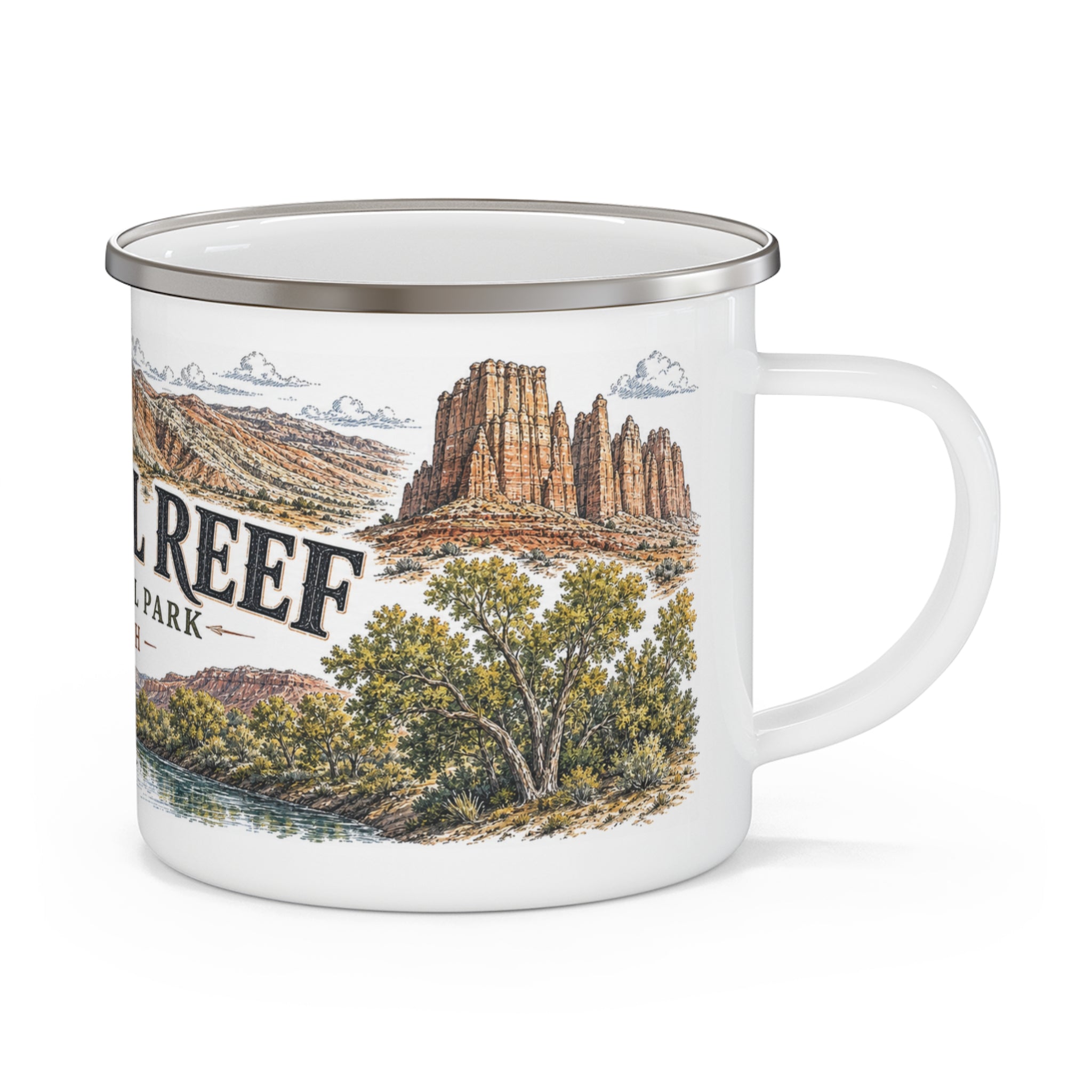 Capitol Reef National Park Vintage Enamel Camping Mug | 12oz National Park Hiking Gift
