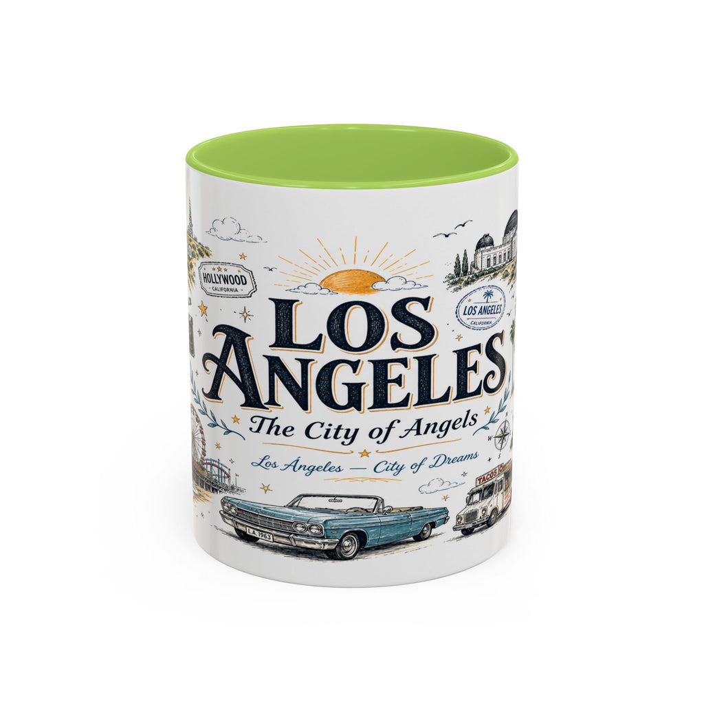 Los Angeles Coffee Mug | California Souvenir City Gift | Accent Color Ceramic 11oz 15oz