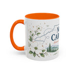 North Carolina State Map Mug | Moving Away, Homesick Gift | Botanical Accent Coffee Cup
