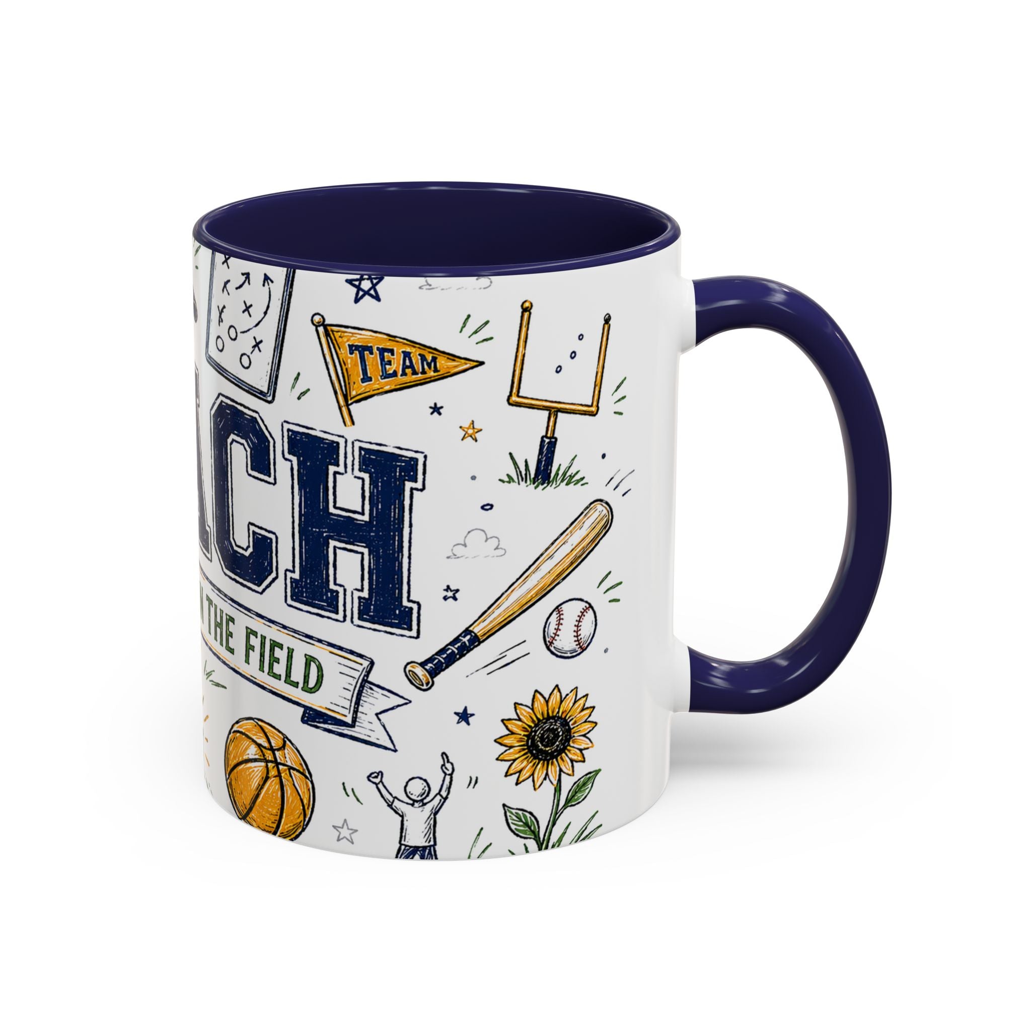 Coach Best Dad On The Field Coffee Mug | Father's Day Gift for Dad | Accent Color Ceramic 11oz 15oz