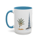 Dubai Coffee Mug | United Arab Emirates Travel Souvenir | Porcelain Decal City Gift | 11oz 15oz Accent Mug