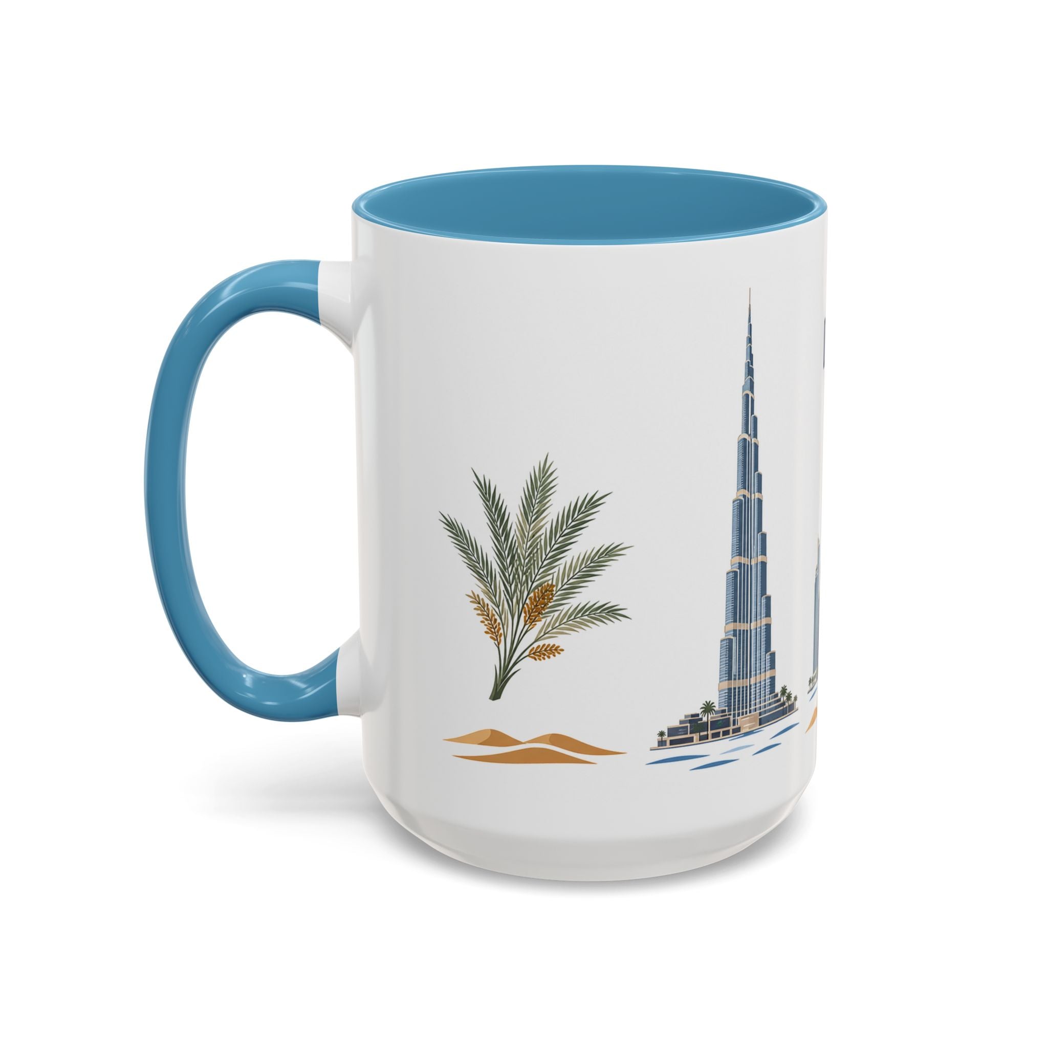 Dubai Coffee Mug | United Arab Emirates Travel Souvenir | Porcelain Decal City Gift | 11oz 15oz Accent Mug