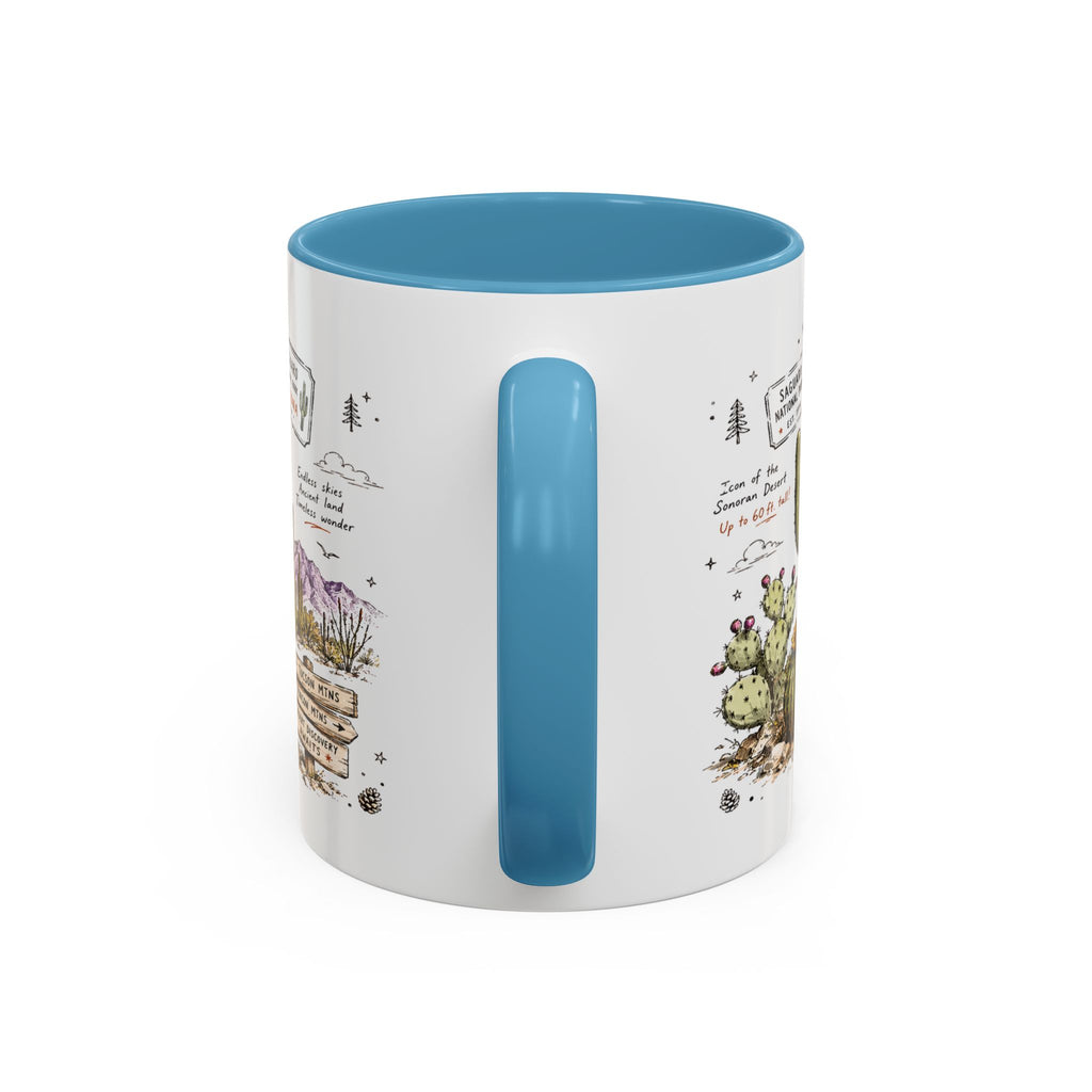 Saguaro National Park Coffee Mug | Arizona Desert Cactus Sunset Gift | Accent Color Ceramic 11oz 15oz