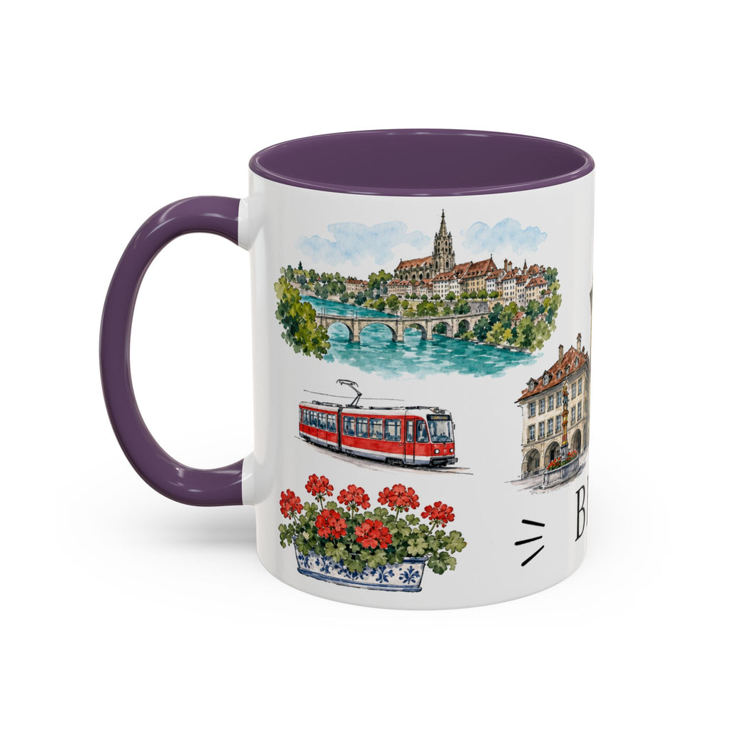 Bern Illustrated Travel Mug | City Souvenir Accent Coffee Mug | 11oz 15oz Ceramic Cup