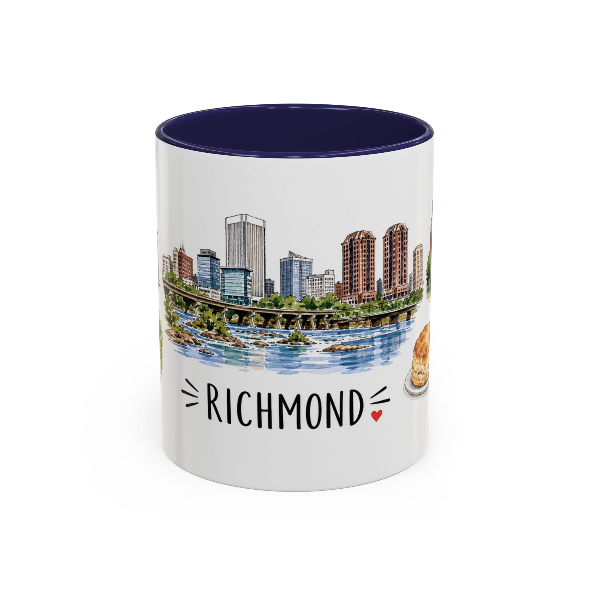 Richmond Illustrated Travel Mug | City Souvenir Accent Coffee Mug | 11oz 15oz Ceramic Cup