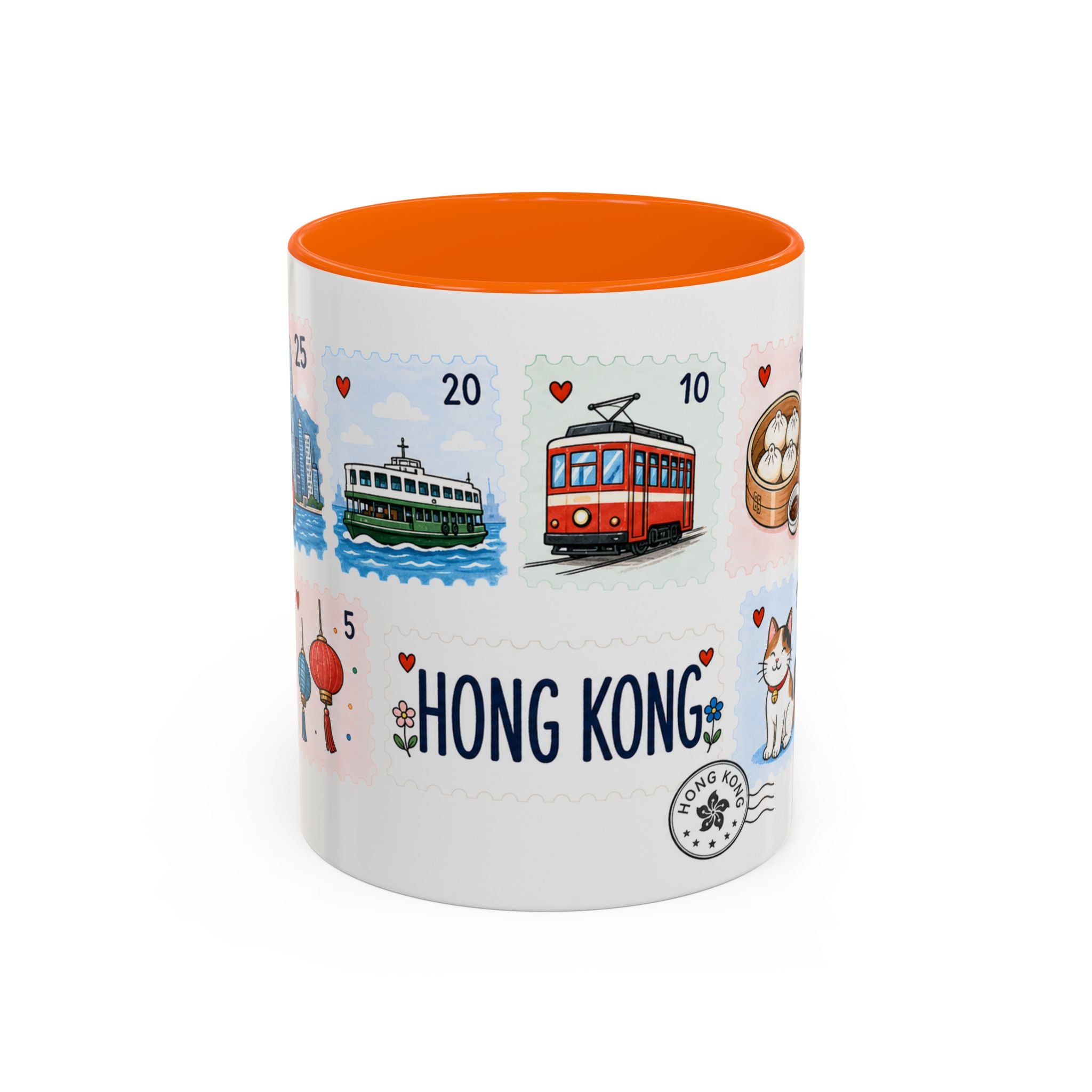 Hong Kong Coffee Mug | Postage Stamp Collage Mug | Travel Souvenir Accent Cup 11oz 15oz