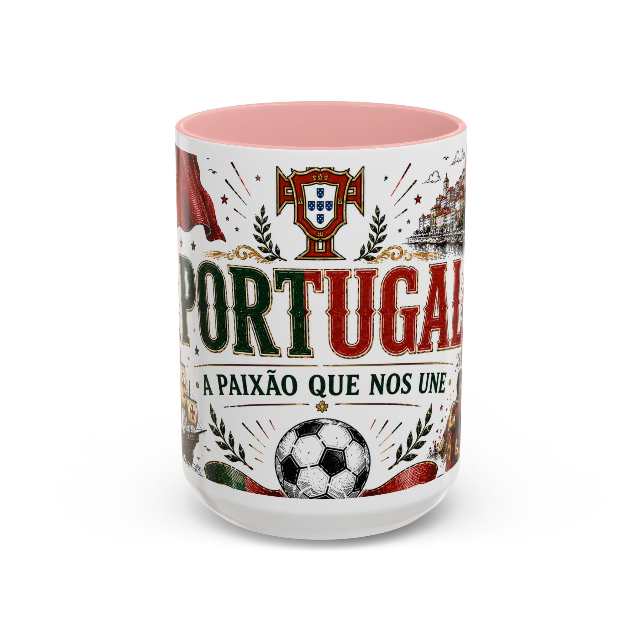 Portugal Soccer Coffee Mug | World Cup Fan Gift | Accent Color Ceramic 11oz 15oz Match Day Cup