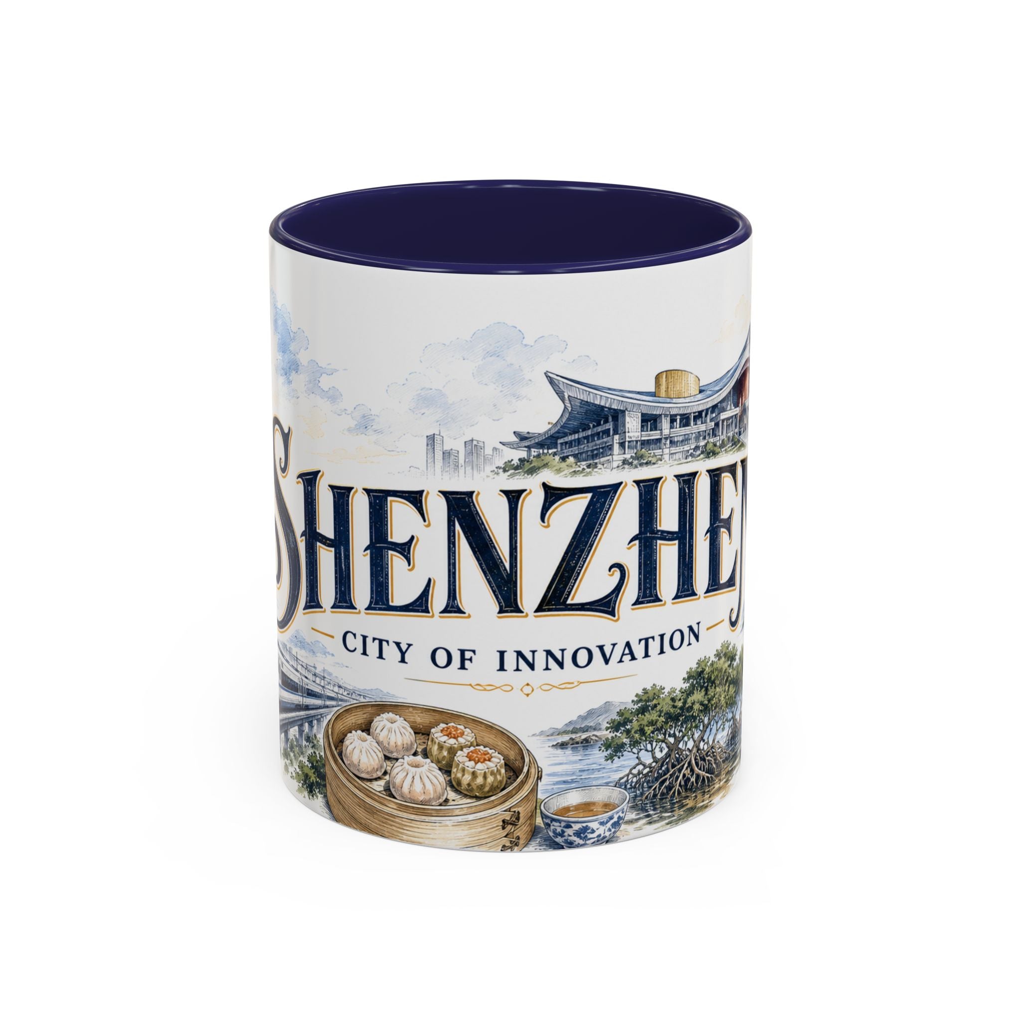 Shenzhen Coffee Mug | China Travel Souvenir | Vintage Illustrated City Gift | 11 oz 15 oz Accent Mug