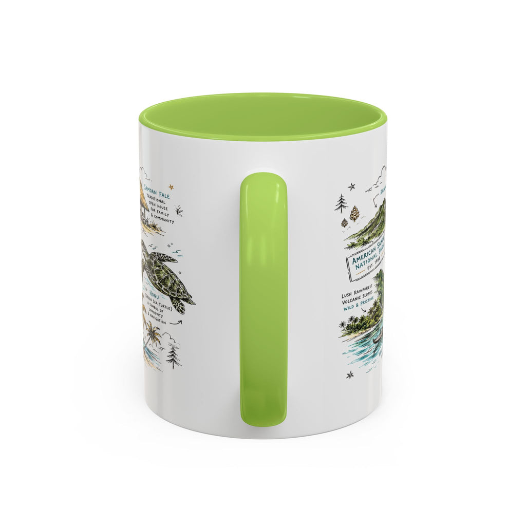 American Samoa National Park Coffee Mug | Pacific Island Rainforest Reef Gift | Accent Color Ceramic 11oz 15oz