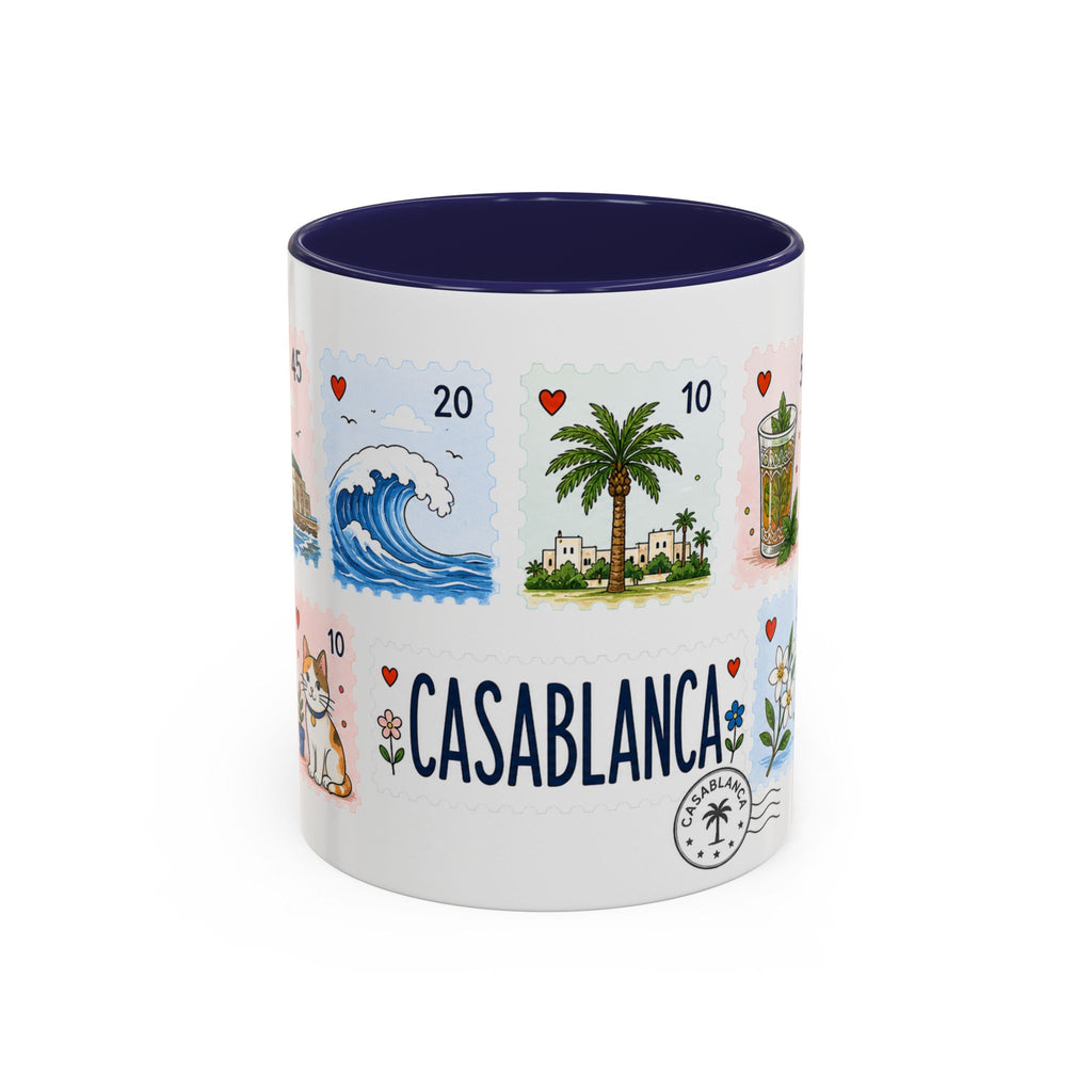 Casablanca Coffee Mug | Postage Stamp Collage Mug | Travel Souvenir Accent Cup 11oz 15oz