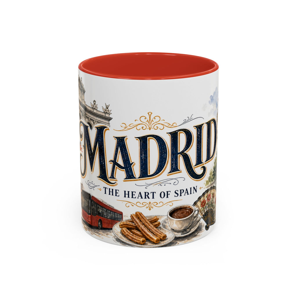 Madrid Coffee Mug | Spain Travel Souvenir | Vintage Illustrated City Gift | 11 oz 15 oz Accent Mug
