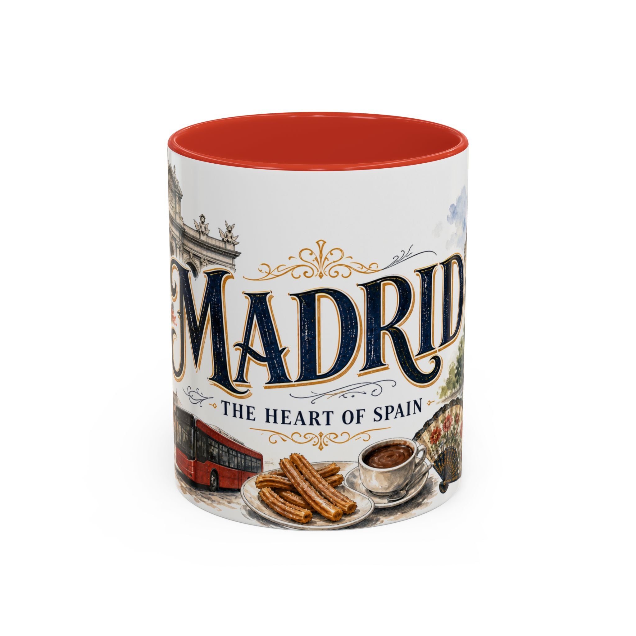 Madrid Coffee Mug | Spain Travel Souvenir | Vintage Illustrated City Gift | 11 oz 15 oz Accent Mug