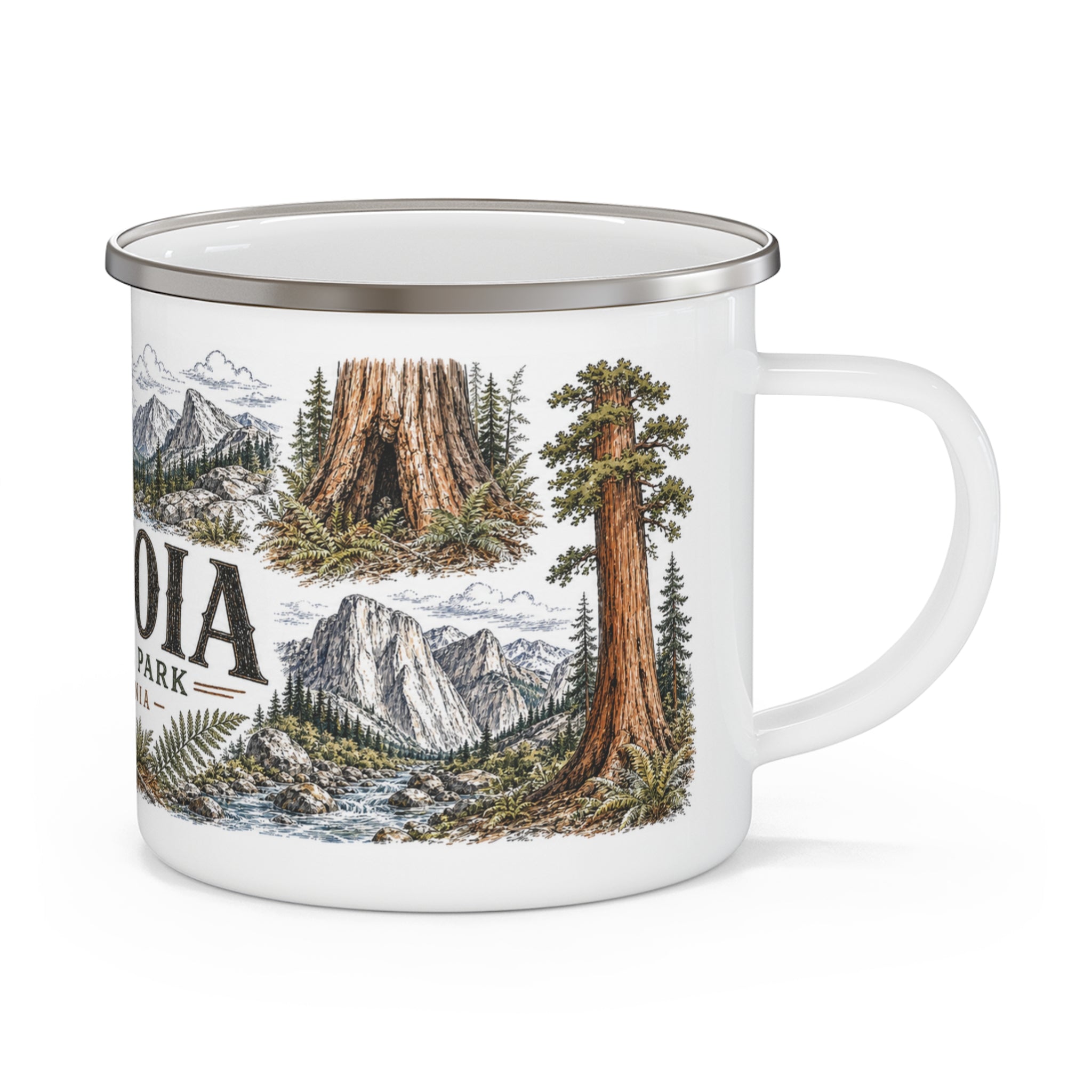 Sequoia National Park Vintage Enamel Camping Mug | 12oz National Park Hiking Gift