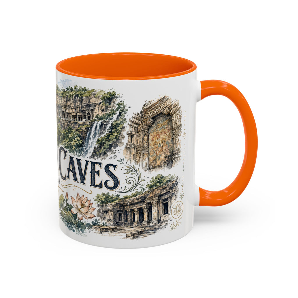 Ajanta Caves Mug, India Travel Souvenir, Bucket List Gift, Accent Ceramic Coffee Mug 11oz 15oz