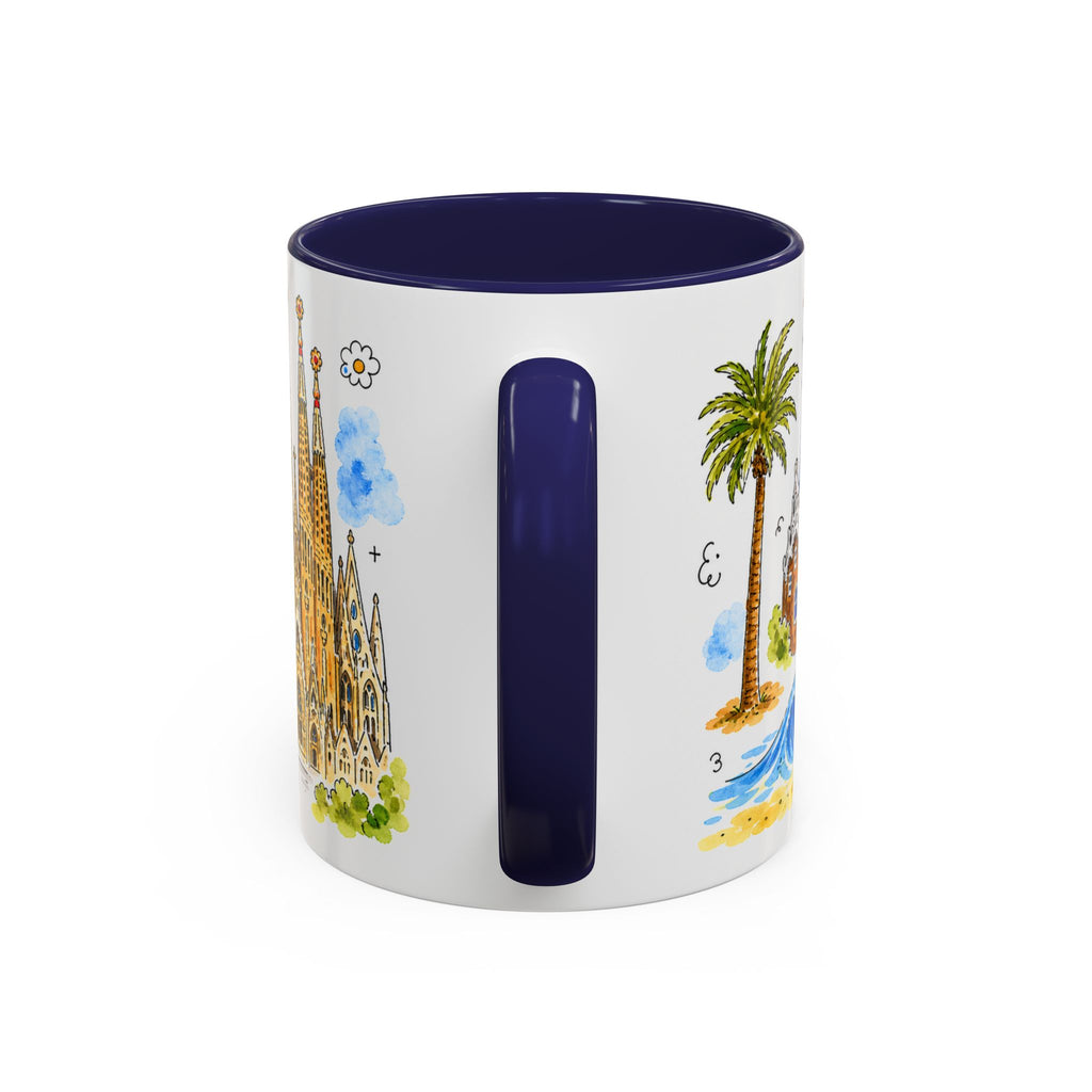 Barcelona Travel Mug | European City Souvenir Accent Coffee Mug | 11oz 15oz Ceramic Cup