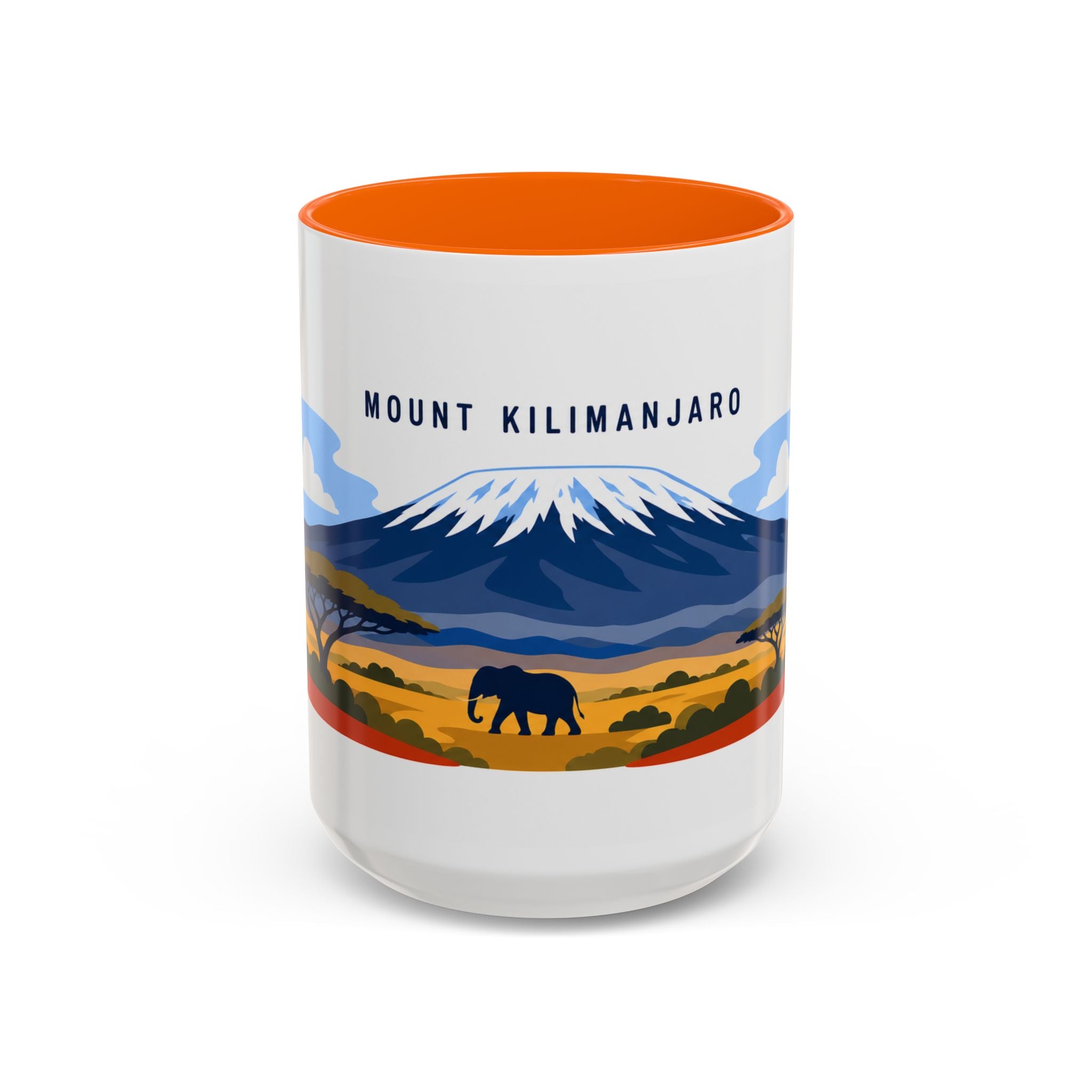 Mount Kilimanjaro Coffee Mug | Travel Destination Souvenir Gift | Accent Color Ceramic 11oz 15oz