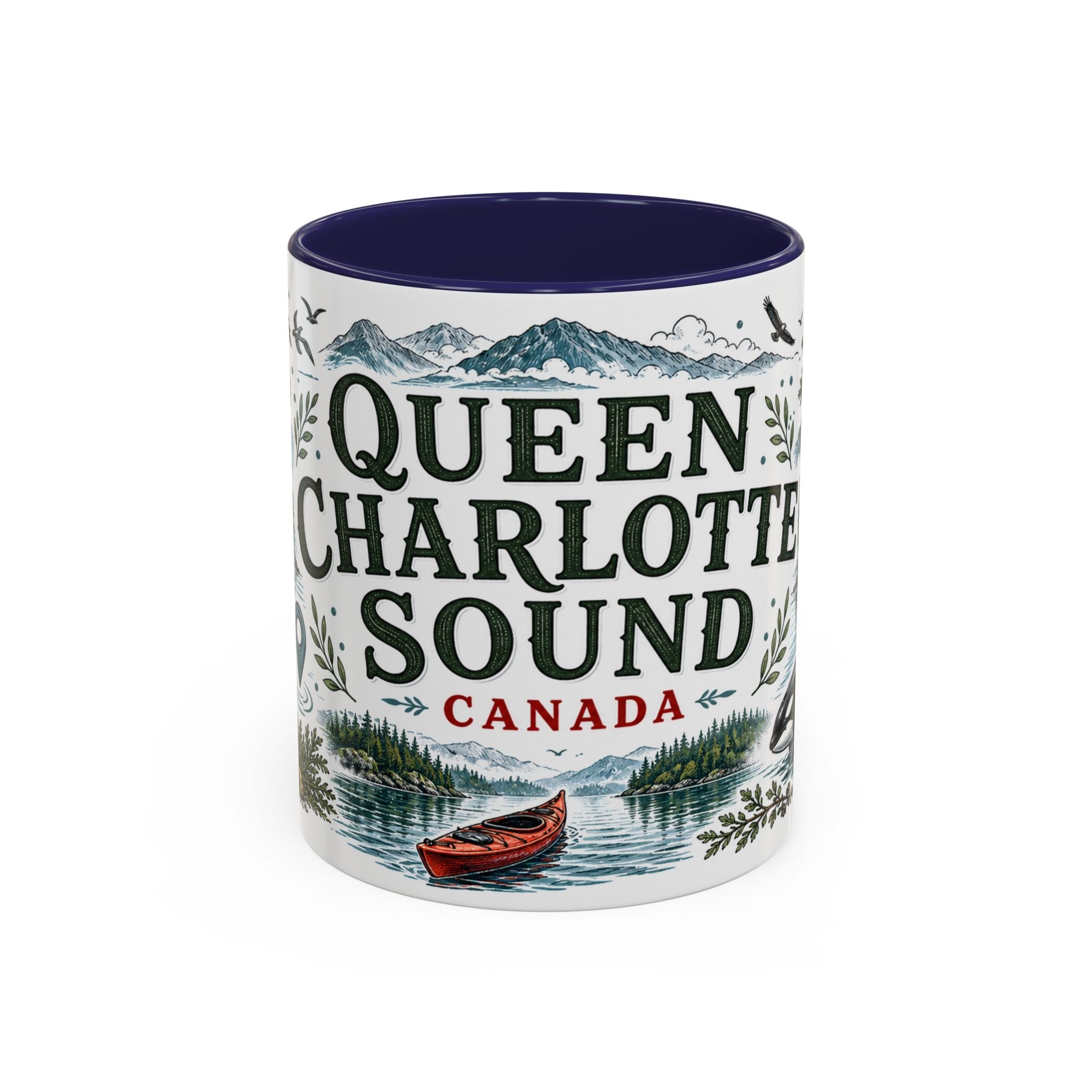Queen Charlotte Sound Coffee Mug | Travel Destination Souvenir Gift | Accent Color Ceramic 11oz 15oz