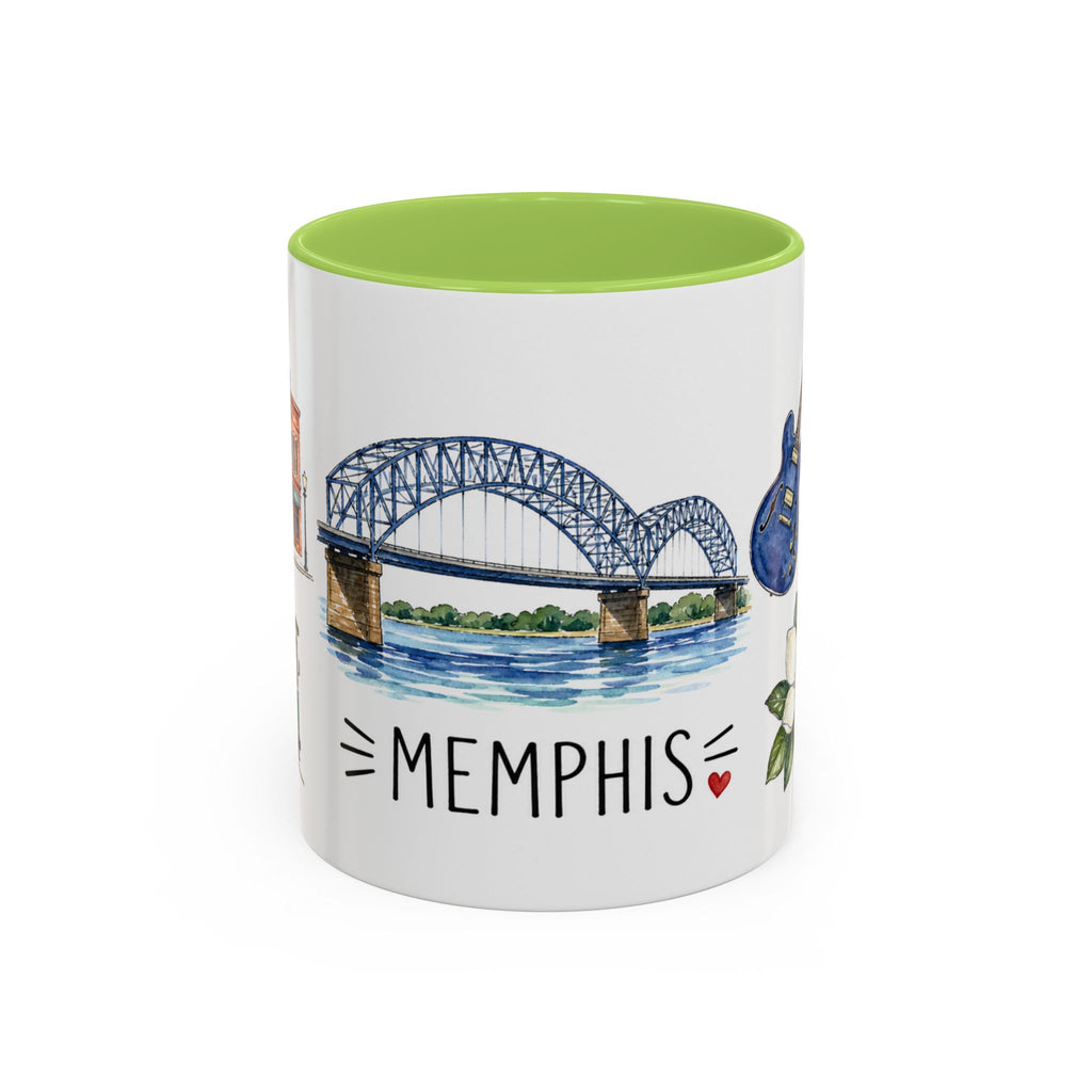 Memphis Illustrated Travel Mug | City Souvenir Accent Coffee Mug | 11oz 15oz Ceramic Cup