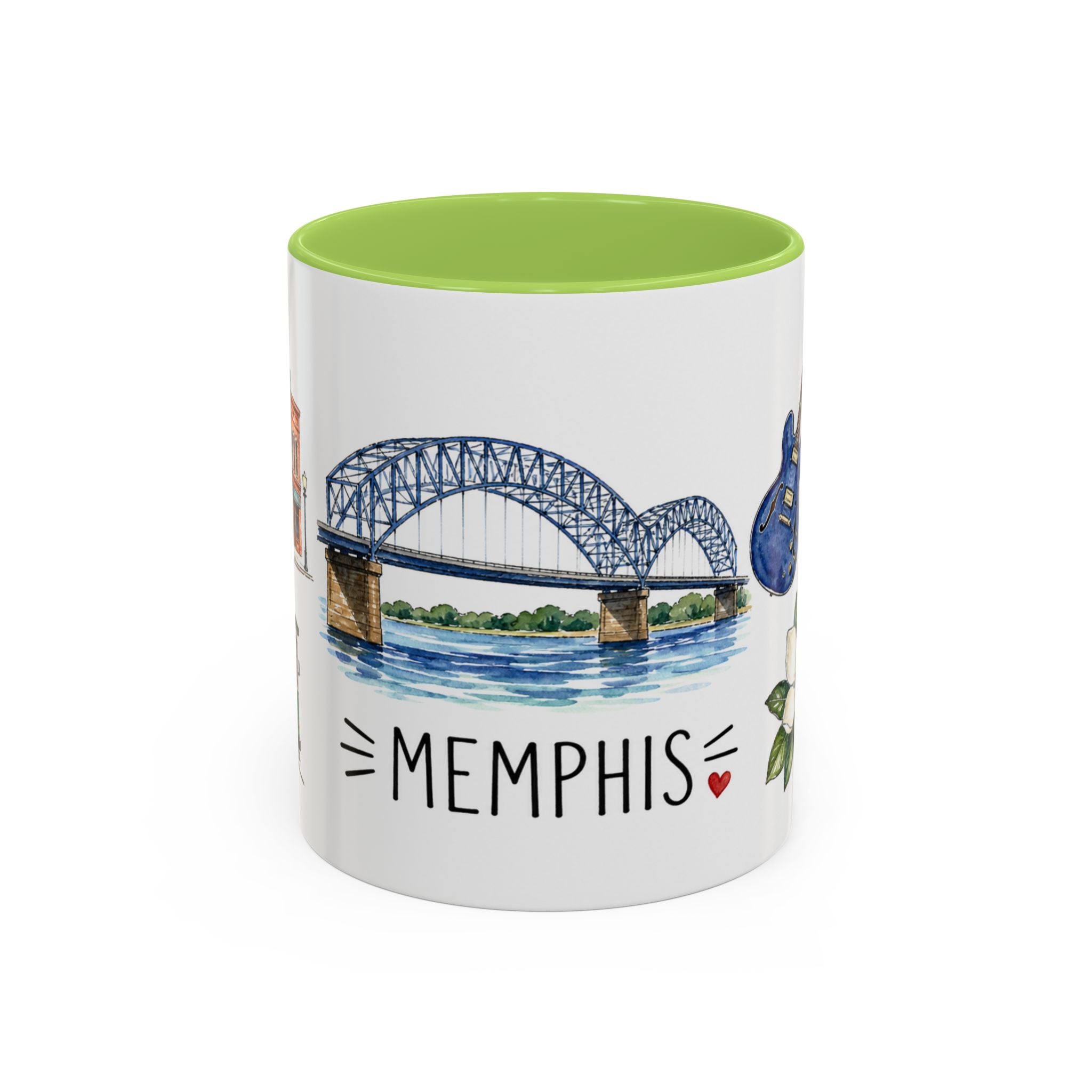 Memphis Illustrated Travel Mug | City Souvenir Accent Coffee Mug | 11oz 15oz Ceramic Cup