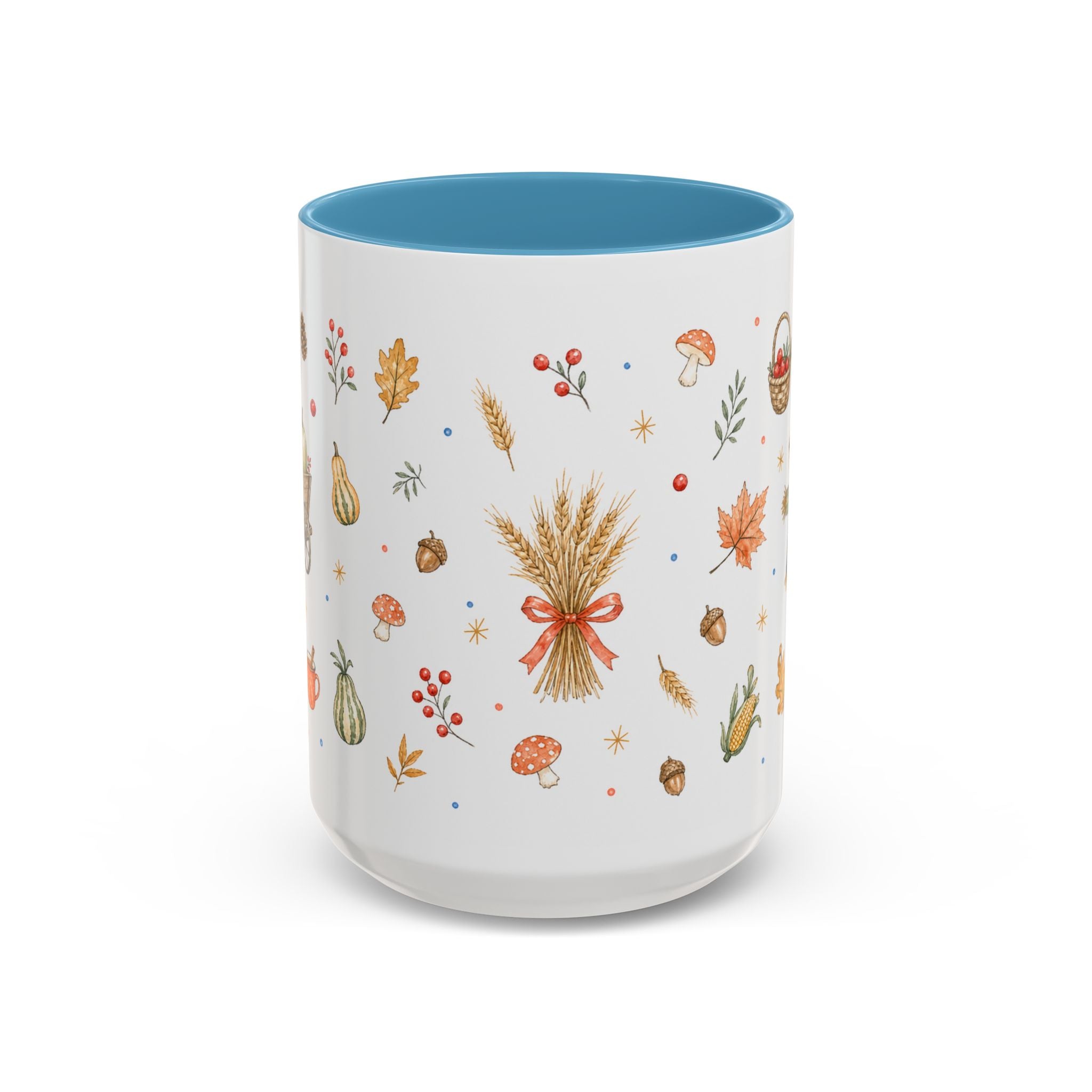 Thanksgiving Mug | Country Harvest Watercolor Gift | Pumpkin Scarecrow Accent Cup 11oz 15oz