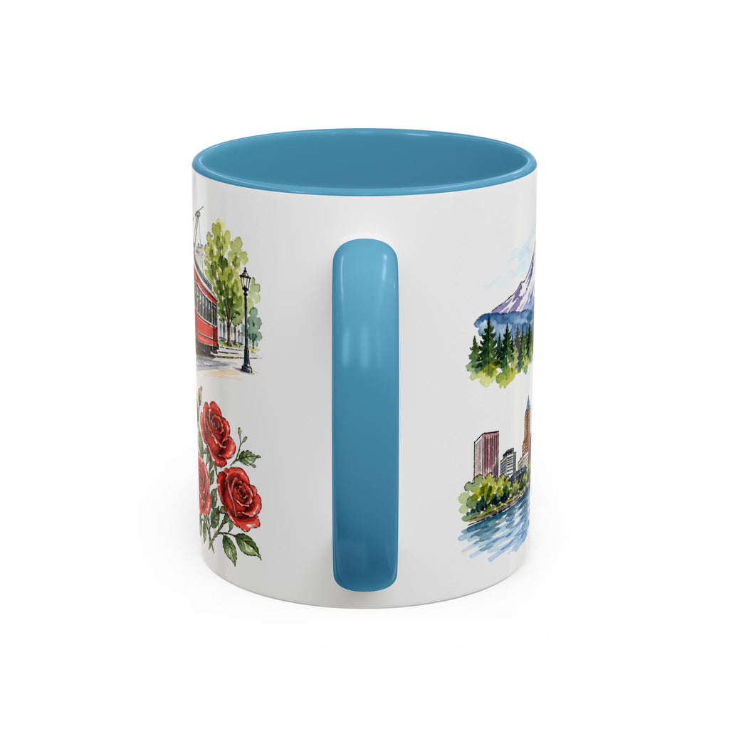 Portland Illustrated Travel Mug | City Souvenir Accent Coffee Mug | 11oz 15oz Ceramic Cup