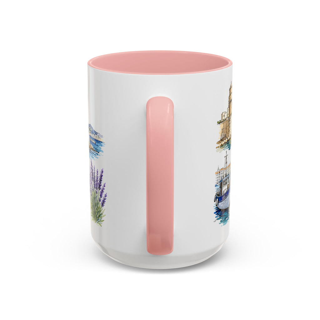 Marseille Illustrated Travel Mug | City Souvenir Accent Coffee Mug | 11oz 15oz Ceramic Cup