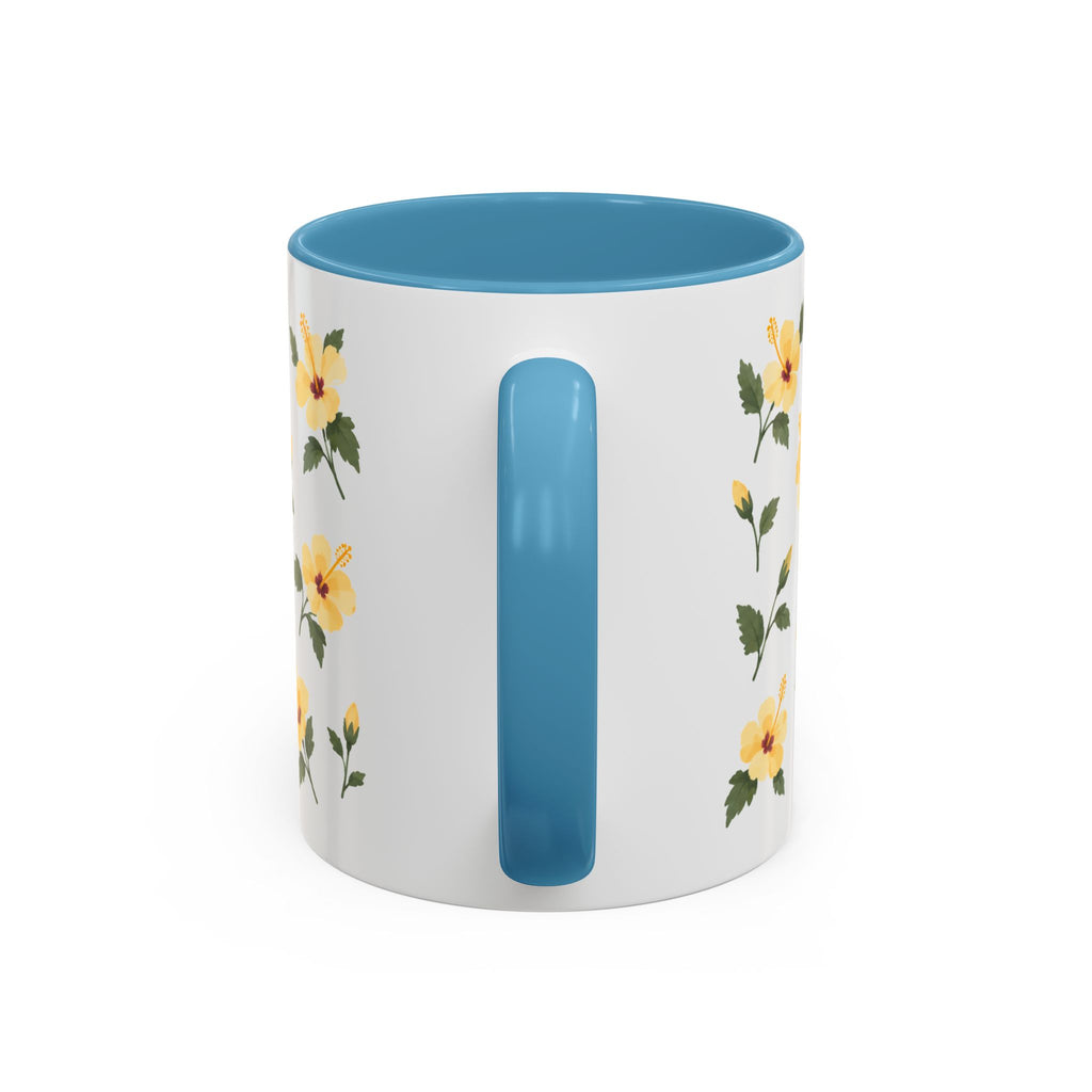 Hawaii Yellow hibiscus Mug, State Flower Floral Coffee Cup, 11oz Botanical Gift