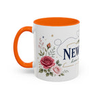 New York State Map Mug | Botanical Rose Accents, Long Distance Friendship Gift