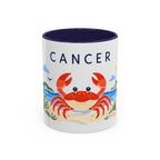 Cancer Zodiac Coffee Mug | Crab and Coastal Design | Astrology Birthday Gift | 11 oz 15 oz Ceramic Accent Mug