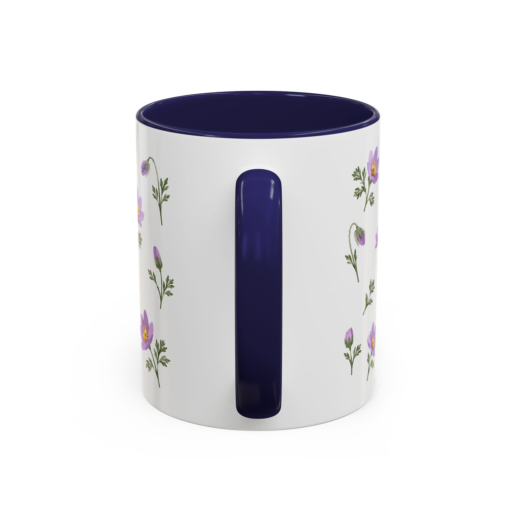 South Dakota Pasque Flower Mug, State Flower Floral Coffee Cup, 11oz Botanical Gift