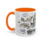 Rocky Mountain Coffee Mug | National Park Hiking Camping Gift | Accent Color Ceramic 11oz 15oz