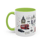 London Coffee Mug | England Souvenir Travel Gift | Accent Color Ceramic 11oz 15oz