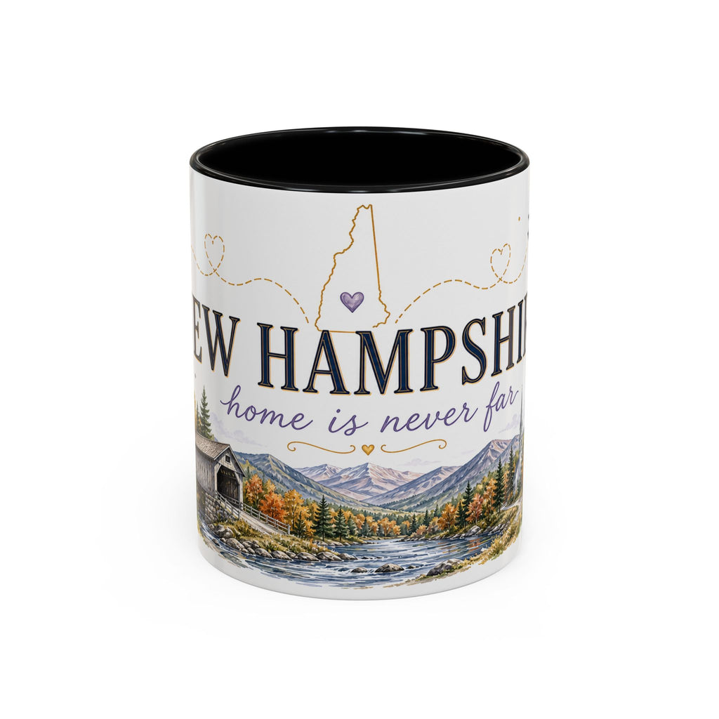 New Hampshire State Map Mug | Botanical Accents, Mountain Landscape Coffee Cup