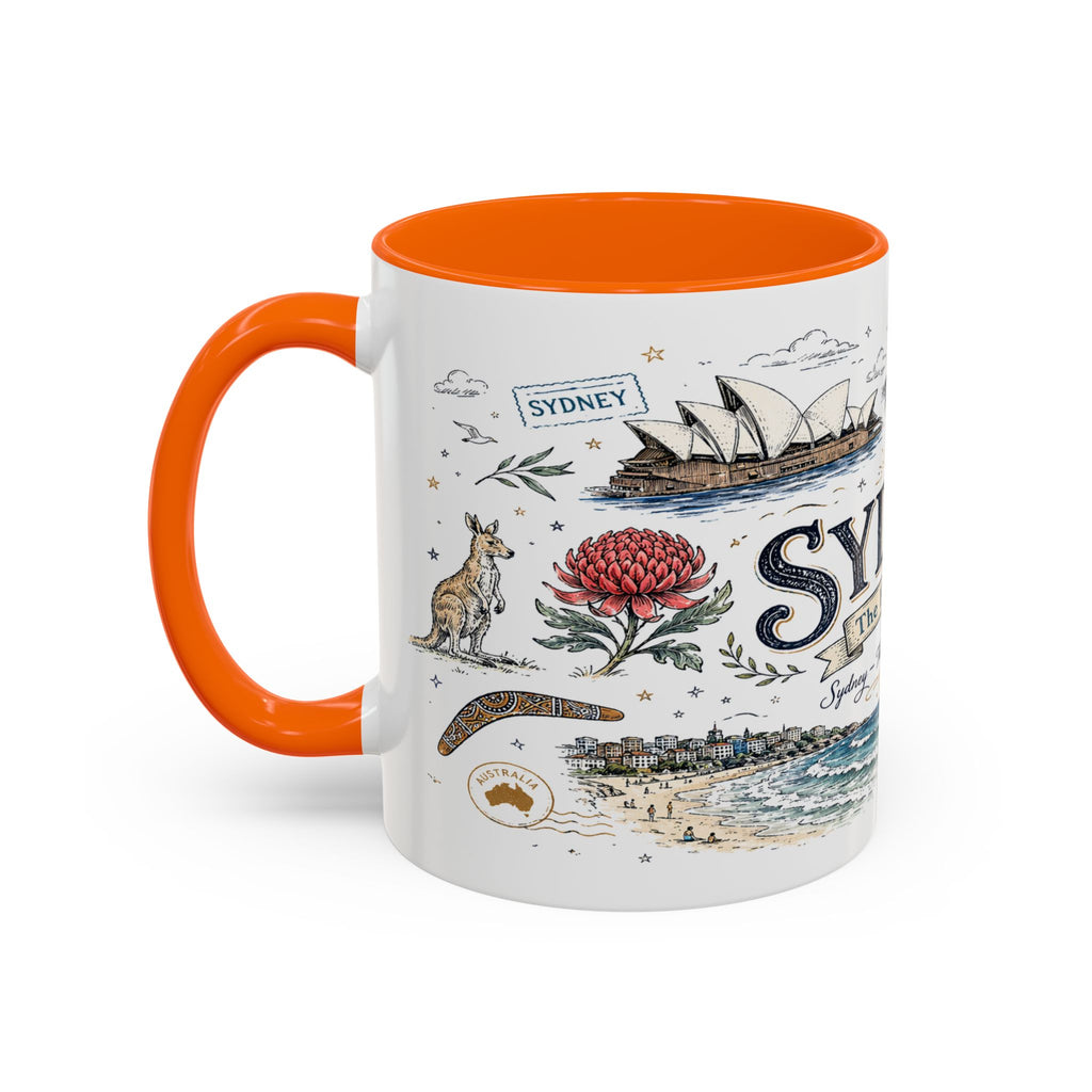 Sydney Coffee Mug | Australia Souvenir Travel Gift | Accent Color Ceramic 11oz 15oz
