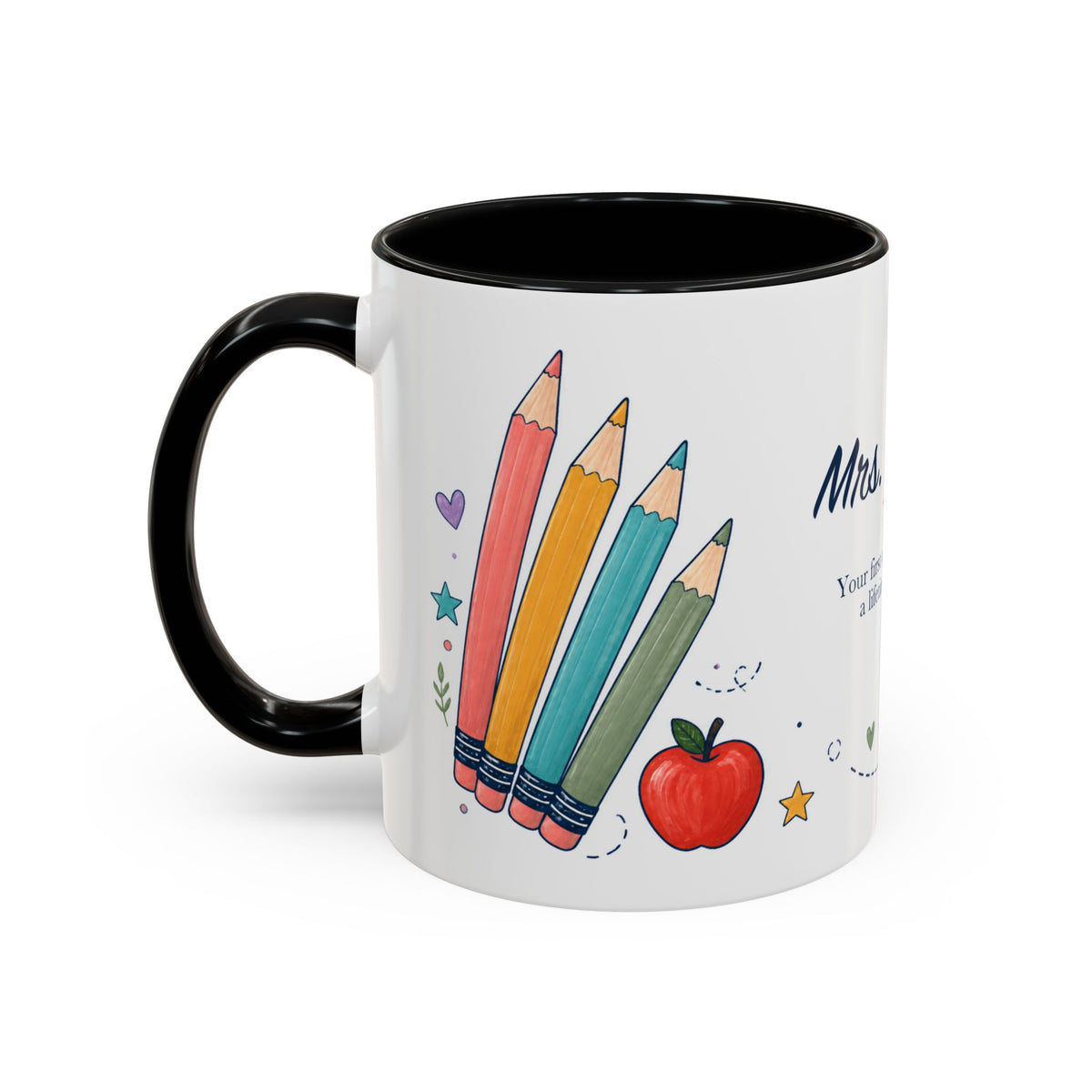 Personalized First Year Teacher Mug | Custom Name Pencil Coffee Cup