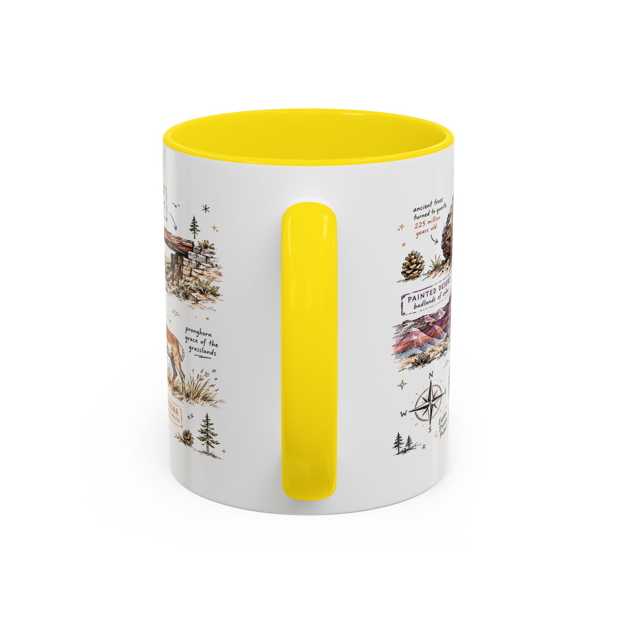 Petrified Forest National Park Coffee Mug | Arizona Painted Desert Fossil Gift | Accent Color Ceramic 11oz 15oz